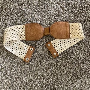 Crochet/Faux Leather Stretchable Fashion Belt